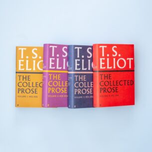 T. S. Eliot Collected Prose, bookS on a light blue background