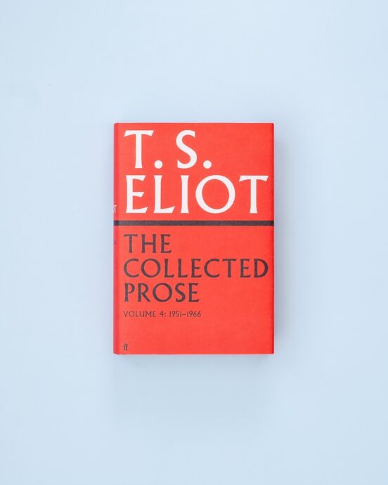 T. S. Eliot Collected Prose, book on a light blue background