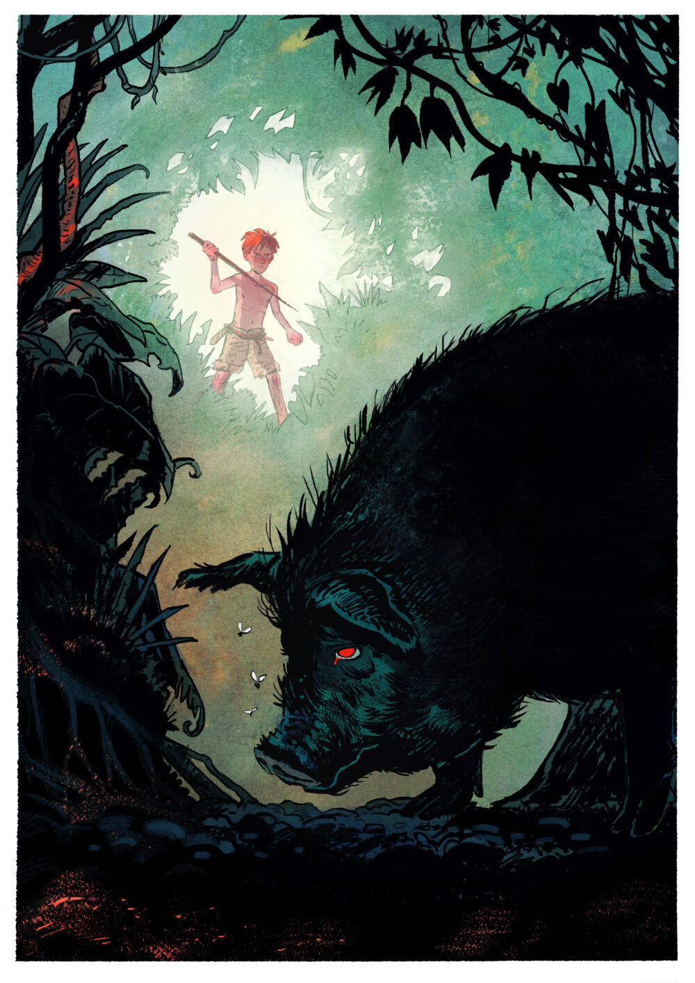 Visual from the graphic novel of Lord of the Flies