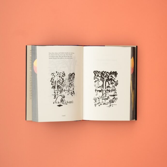 Inside spread of Wendy Cope's Collected Poems on a peach background